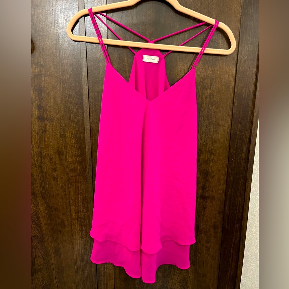 V Neck, High Back, Strappy Flowy Double Layer Tank Size Small